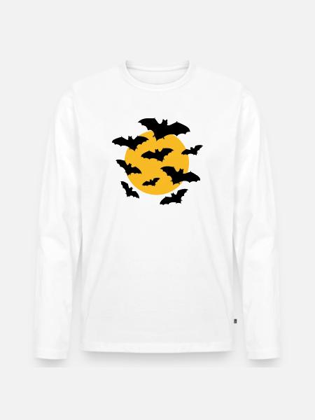Bats & Moon - Men's Premium Organic Long Sleeve Shirt - white