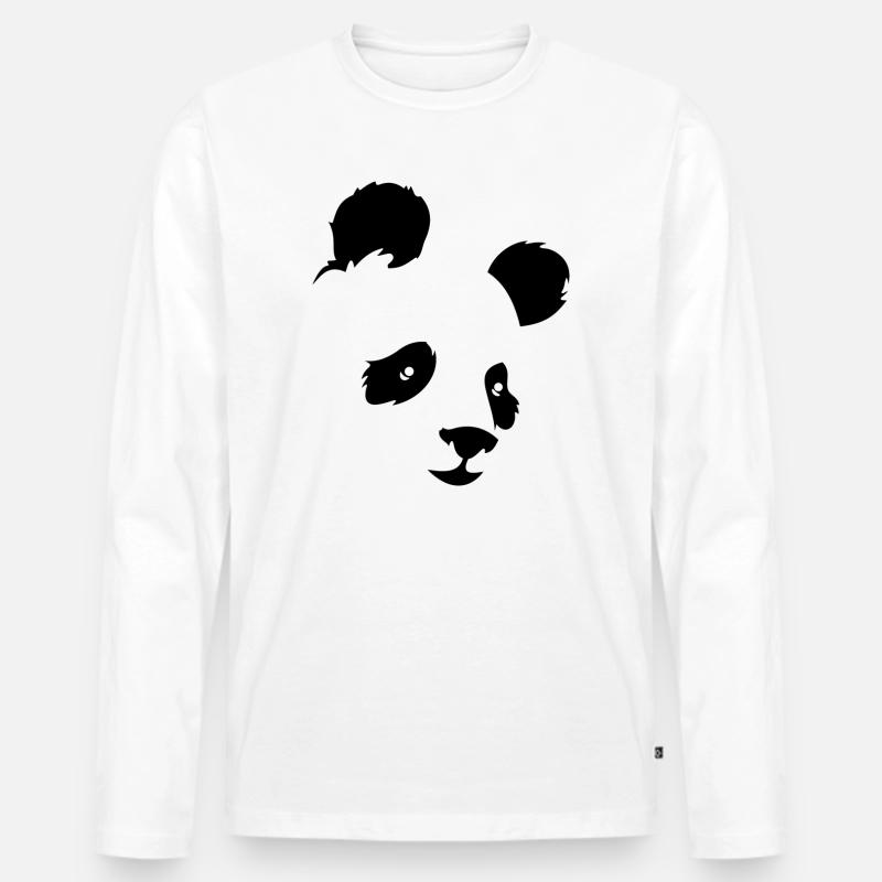 Panda - Männer Premium Bio Langarmshirt - Weiß