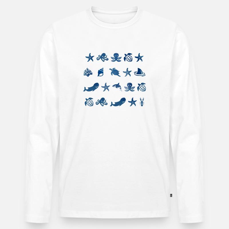 Seezeichen Meerestiere - Männer Premium Bio Langarmshirt - Weiß