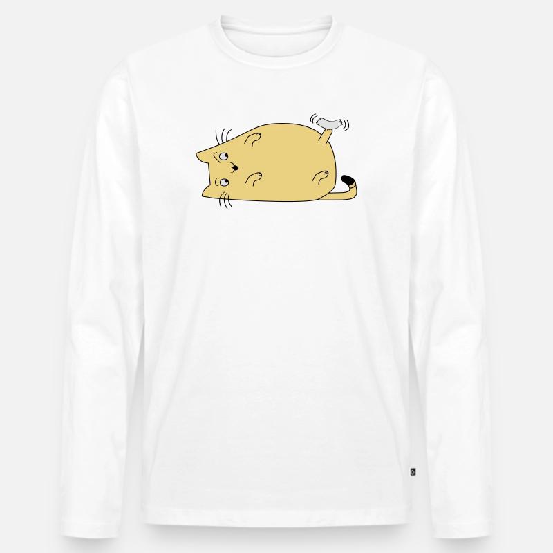 Katze mit Band - Männer Premium Bio Langarmshirt - Weiß