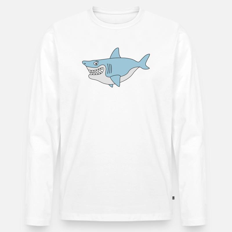 Shark Lächeln - Männer Premium Bio Langarmshirt - Weiß