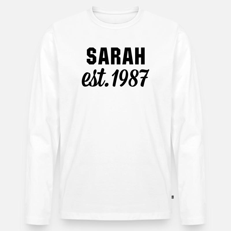 Sarah est 1987 - Männer Premium Bio Langarmshirt - Weiß