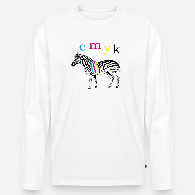 CMYK Zebra - Männer Premium Bio Langarmshirt - Weiß