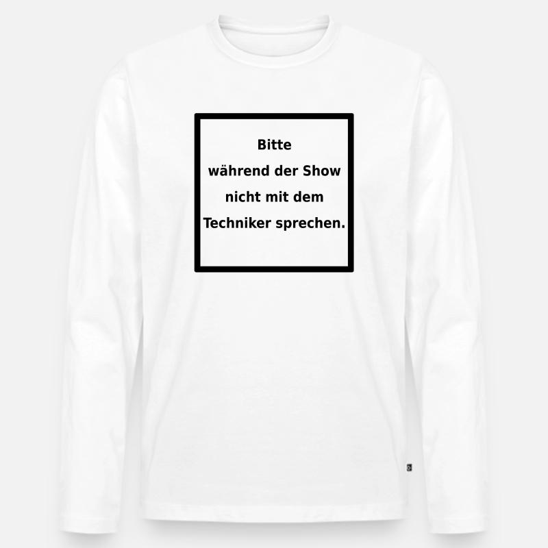 Warnhinweis: Techniker. (black) - Männer Premium Bio Langarmshirt - Weiß