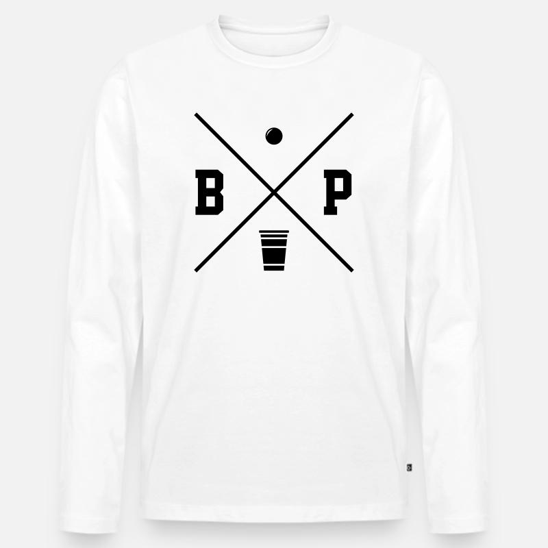 Beer Pong Logo - Männer Premium Bio Langarmshirt - Weiß