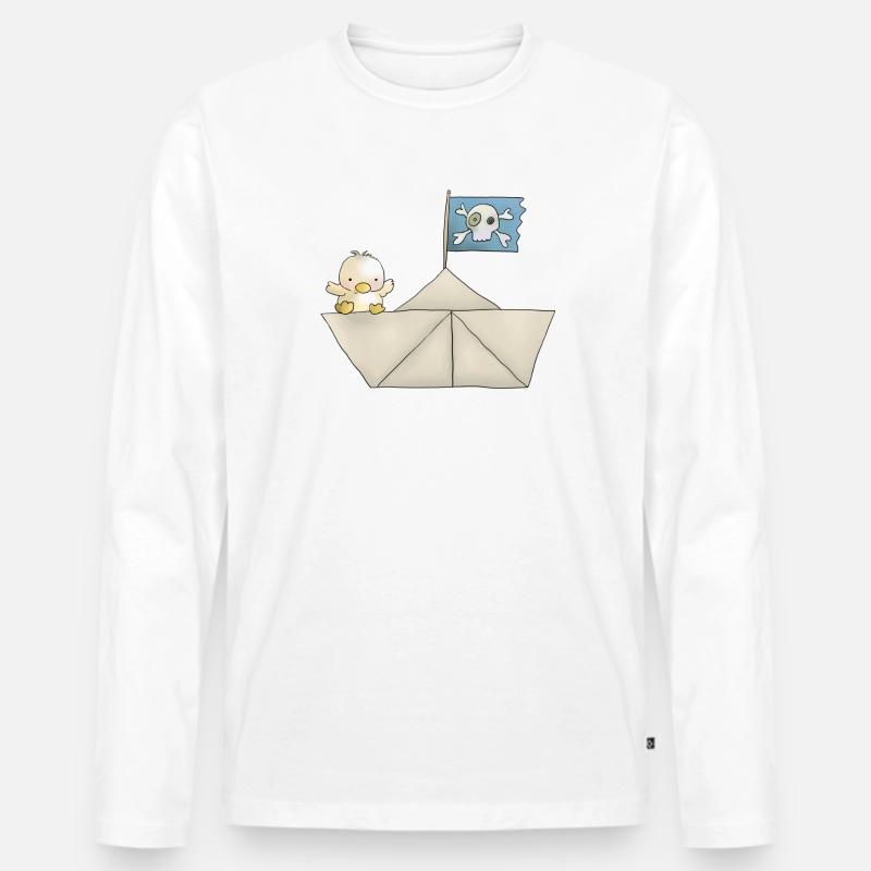 Kleiner Seeräuber - Männer Premium Bio Langarmshirt - Weiß