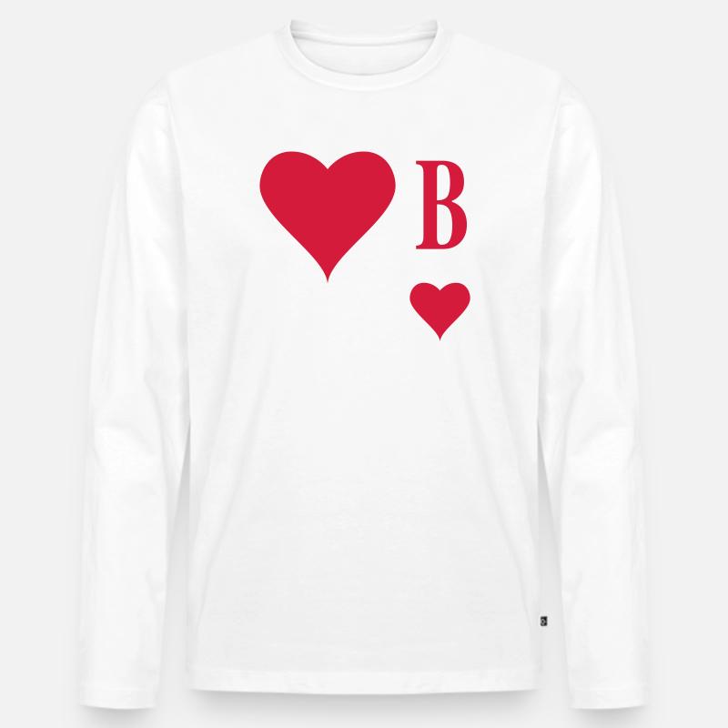 Herz Bube - Männer Premium Bio Langarmshirt - Weiß