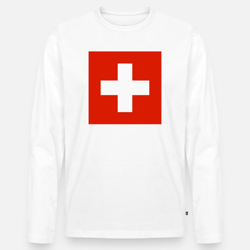 Schweiz - Männer Premium Bio Langarmshirt - Weiß