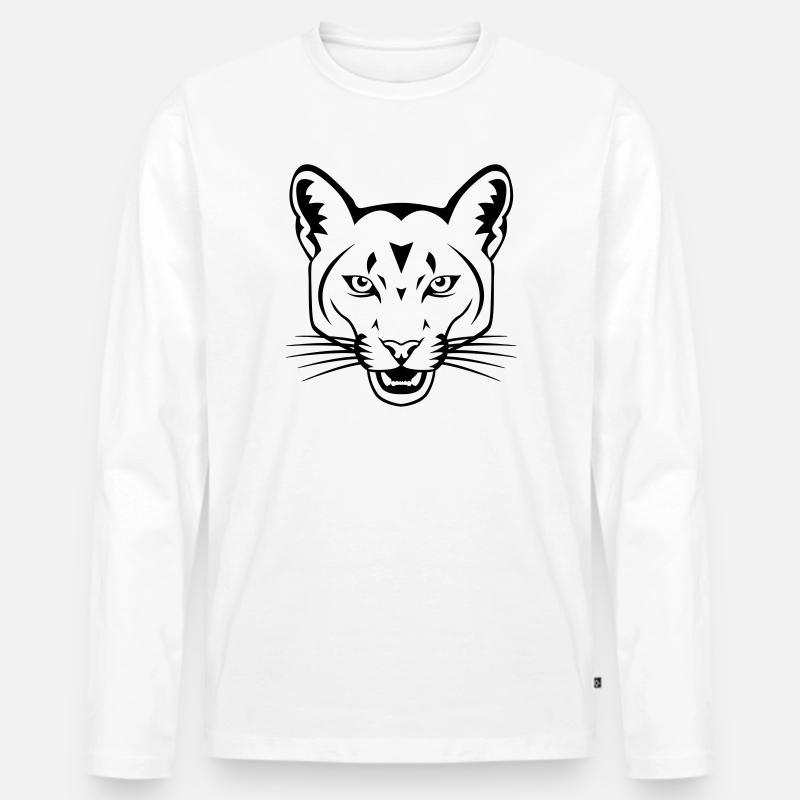 Raubkatze - Männer Premium Bio Langarmshirt - Weiß