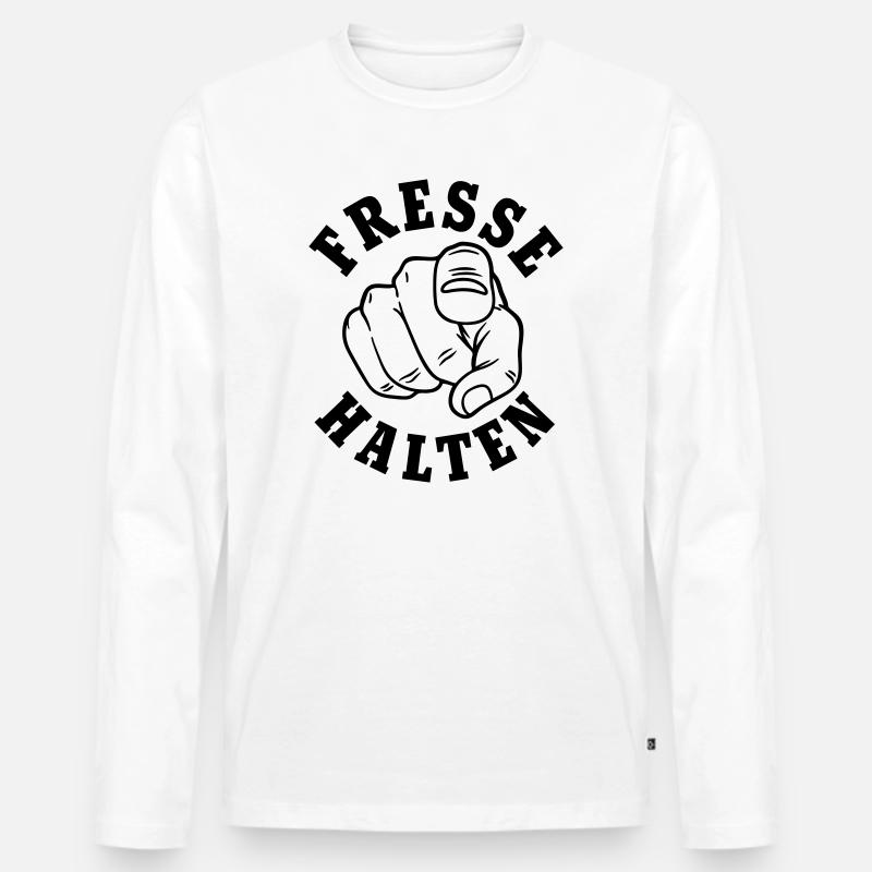 Fresse halten - Männer Premium Bio Langarmshirt - Weiß