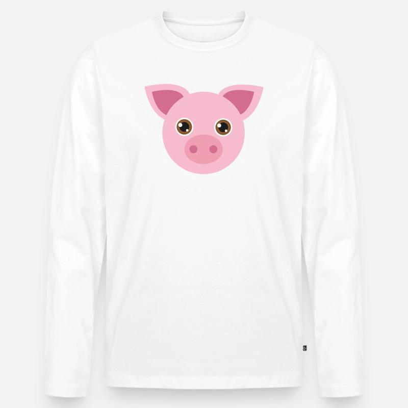 Schweinchen - Männer Premium Bio Langarmshirt - Weiß