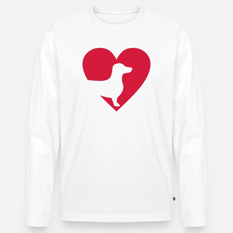 Dackel - Männer Premium Bio Langarmshirt - Weiß