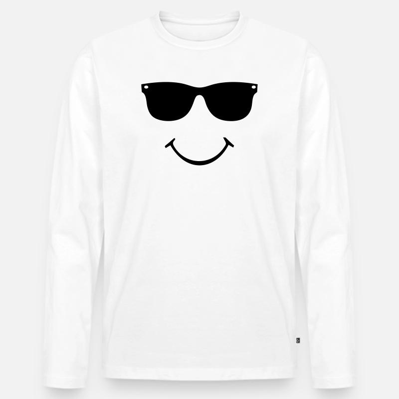 smiley face - Männer Premium Bio Langarmshirt - Weiß