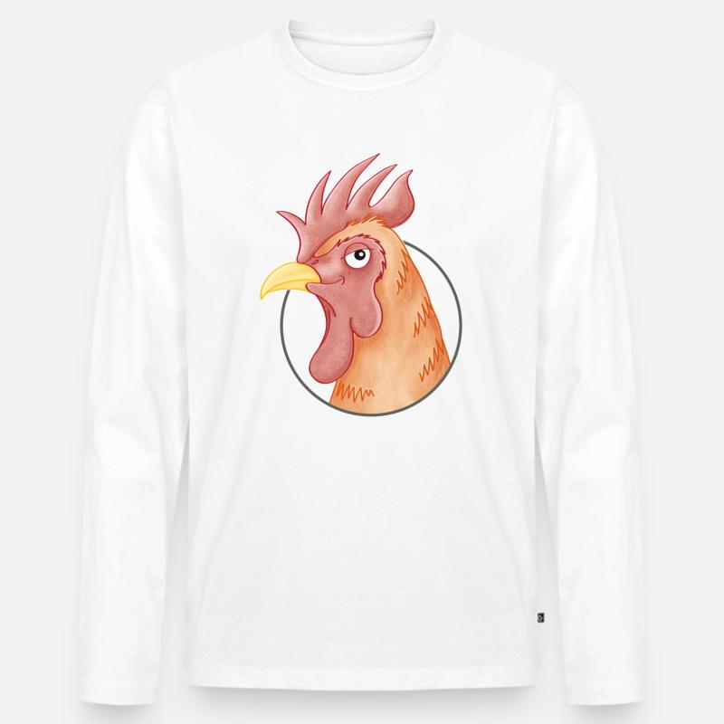 stolzer Hahn - Männer Premium Bio Langarmshirt - Weiß