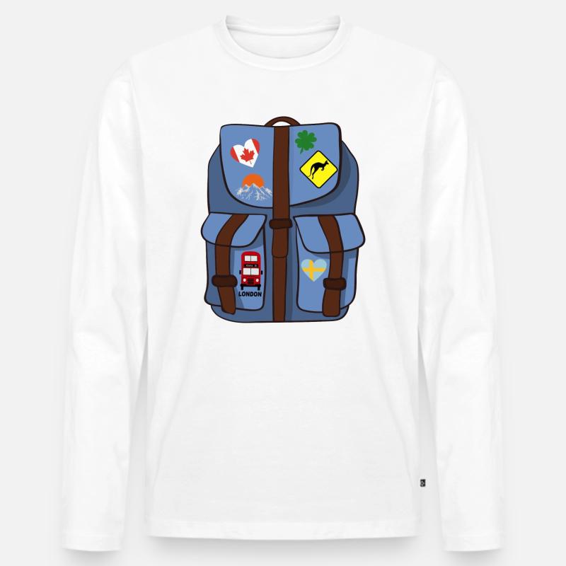 Rucksack - Männer Premium Bio Langarmshirt - Weiß