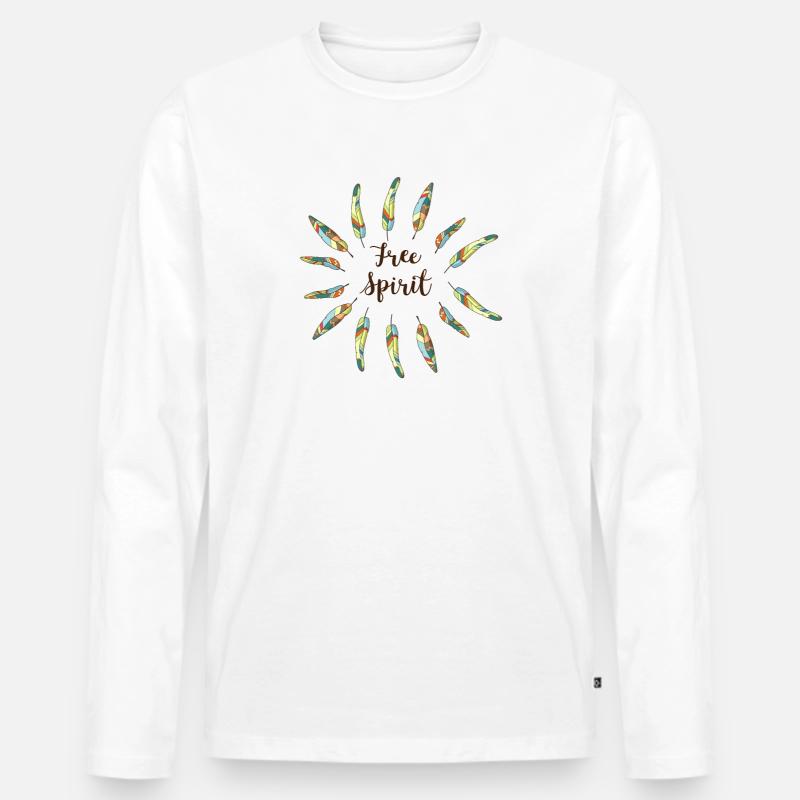 Free Spirit - Männer Premium Bio Langarmshirt - Weiß
