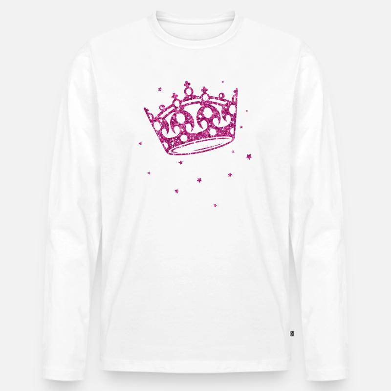 Prinzessinnen Krone mit Glitter - Männer Premium Bio Langarmshirt - Weiß