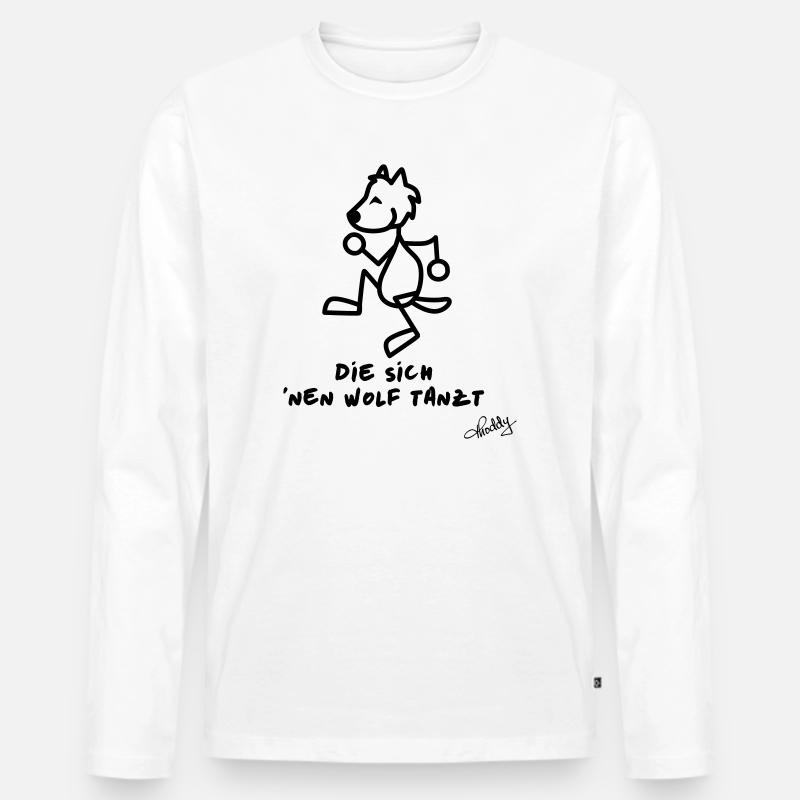 Die sich nen Wolf tanzt - Männer Premium Bio Langarmshirt - Weiß