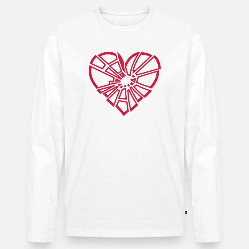 zerbrochenes Herz - Männer Premium Bio Langarmshirt - Weiß