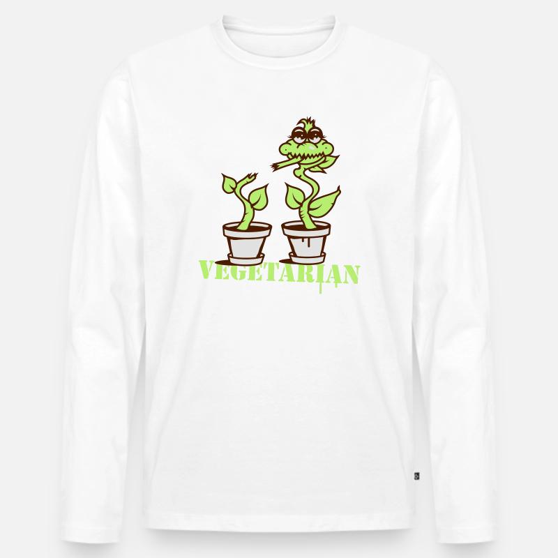 Fleischfressende Pflanze wird zum Vegetarier - Männer Premium Bio Langarmshirt - Weiß