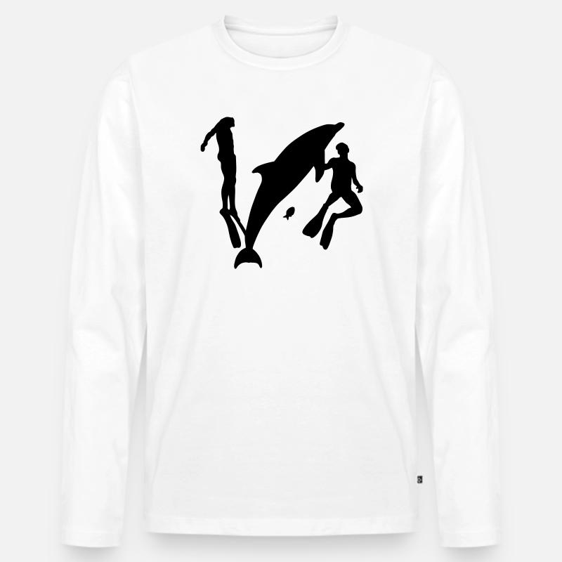 Delfin - Männer Premium Bio Langarmshirt - Weiß