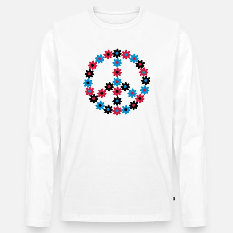 Blumen Friedenszeichen - Männer Premium Bio Langarmshirt - Weiß