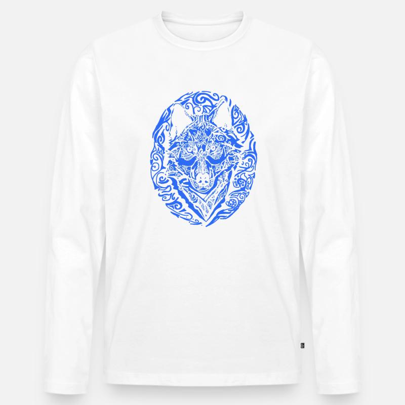 Wolf - Männer Premium Bio Langarmshirt - Weiß