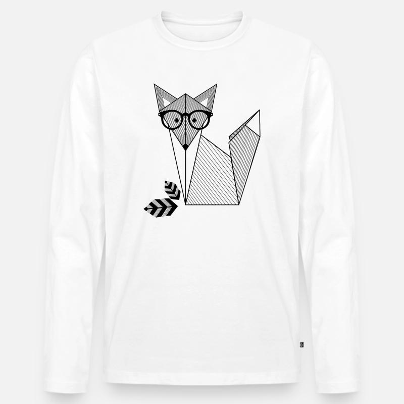 Fuchs mit Brille - Männer Premium Bio Langarmshirt - Weiß