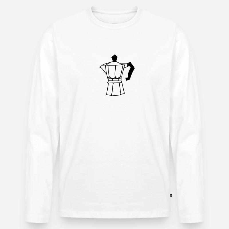 Kaffee - Männer Premium Bio Langarmshirt - Weiß