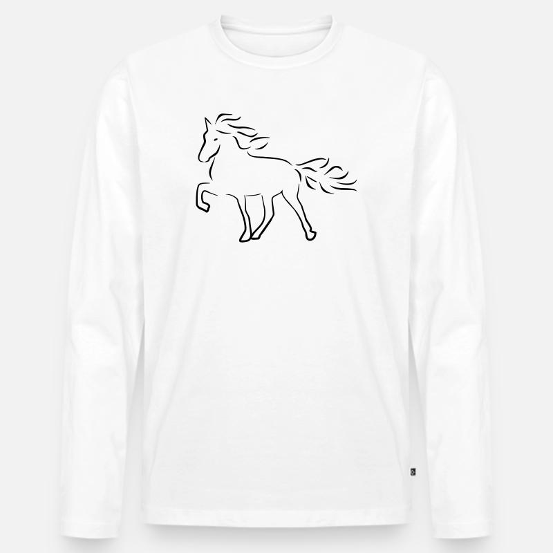 Islandpferd - Männer Premium Bio Langarmshirt - Weiß