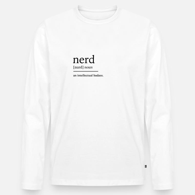 Streber Nerd - Männer Premium Bio Langarmshirt - Weiß