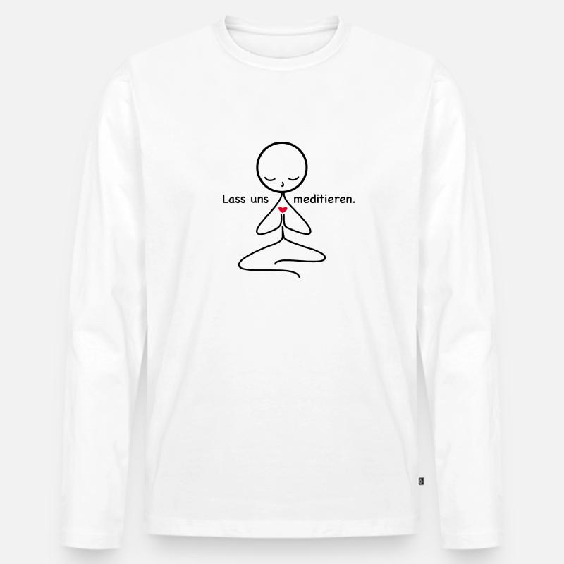 Meditation - Männer Premium Bio Langarmshirt - Weiß