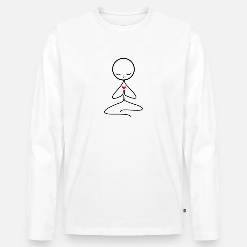 Meditation - Männer Premium Bio Langarmshirt - Weiß