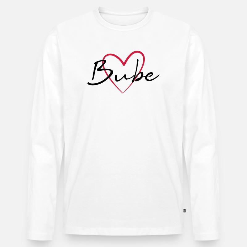 Herz Bube Geschenkidee - Männer Premium Bio Langarmshirt - Weiß