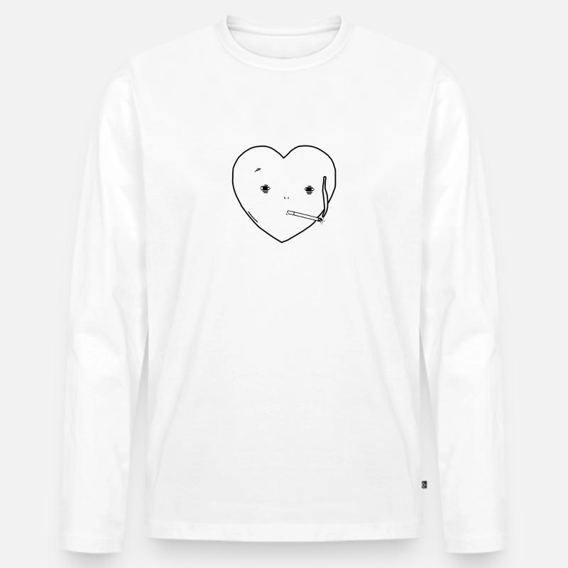 Rauchen Zigarette Herz Liebe - Männer Premium Bio Langarmshirt - Weiß