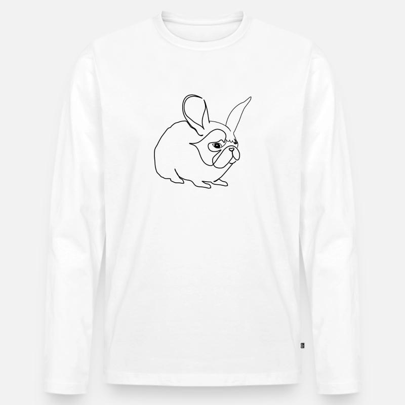 Hase oder Mops - Männer Premium Bio Langarmshirt - Weiß