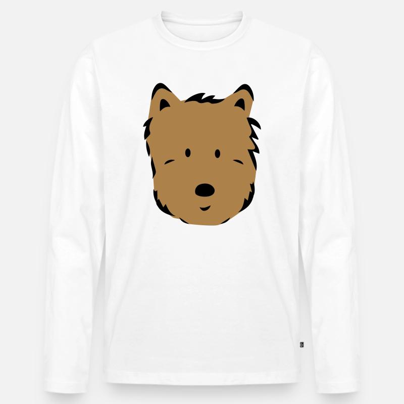 Hund - Männer Premium Bio Langarmshirt - Weiß