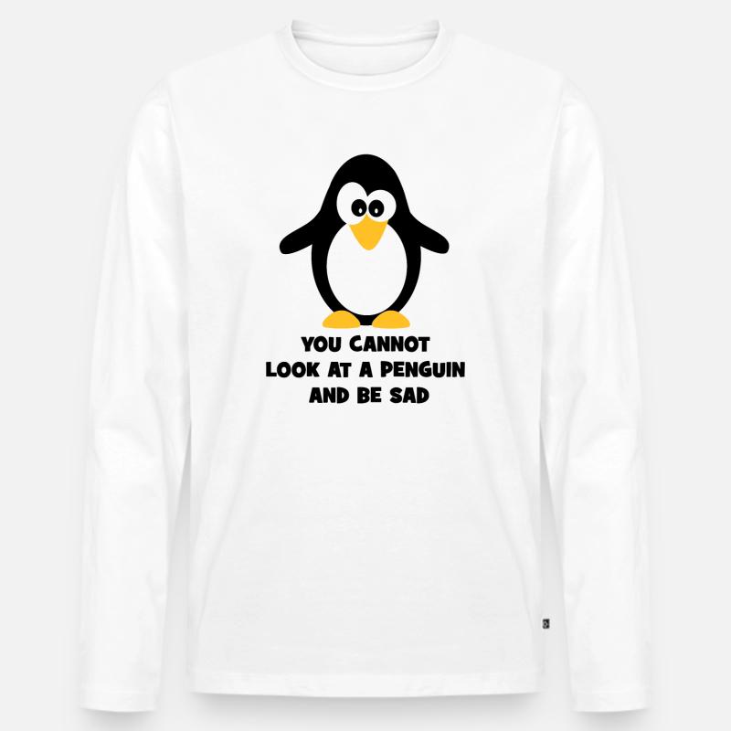 Pinguin - Männer Premium Bio Langarmshirt - Weiß