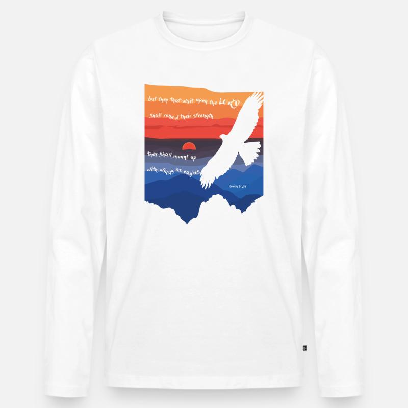 Jesaja 40,31 / Bibelvers - Männer Premium Bio Langarmshirt - Weiß