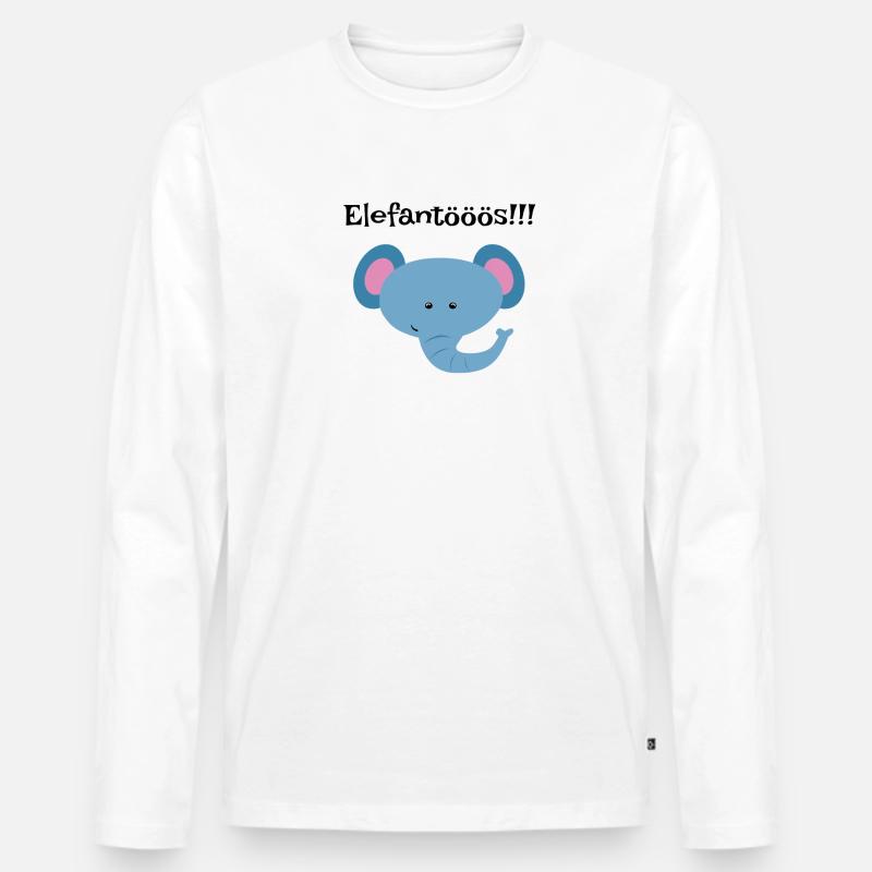 Blauer Elefantenkopf Kindershirt - Männer Premium Bio Langarmshirt - Weiß