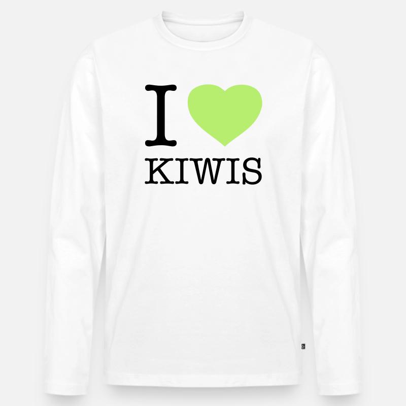 I LOVE KIWIS Kiwi - Männer Premium Bio Langarmshirt - Weiß