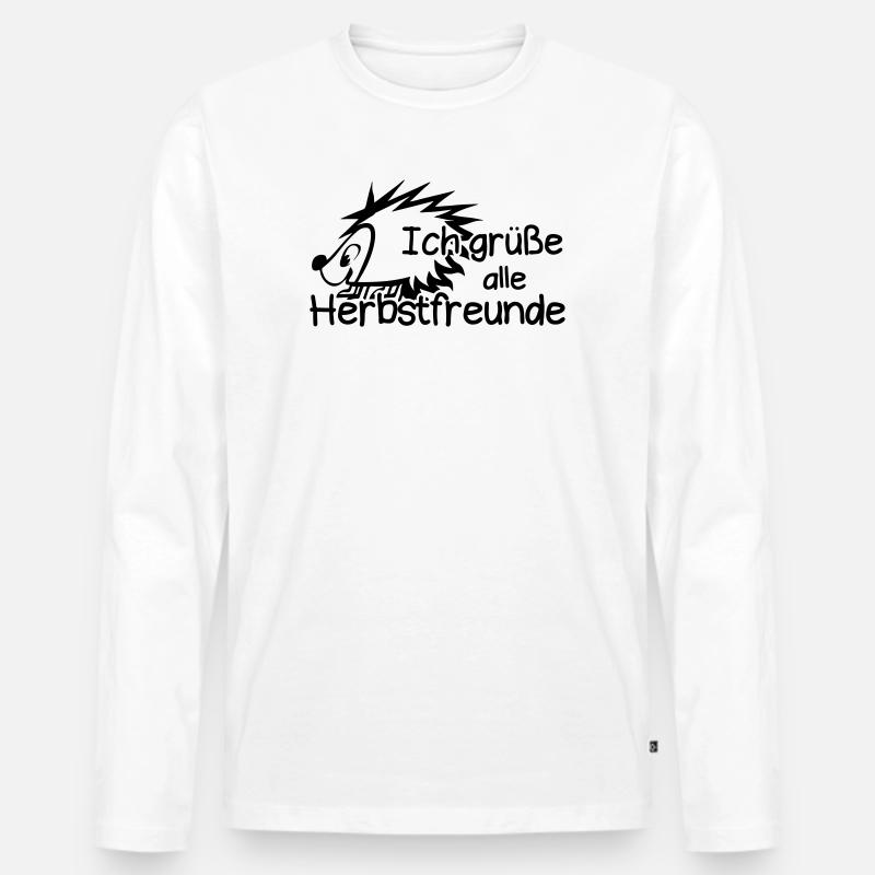 Herbstfreunde Herbst Igel Spruch Geschenk lustig - Männer Premium Bio Langarmshirt - Weiß