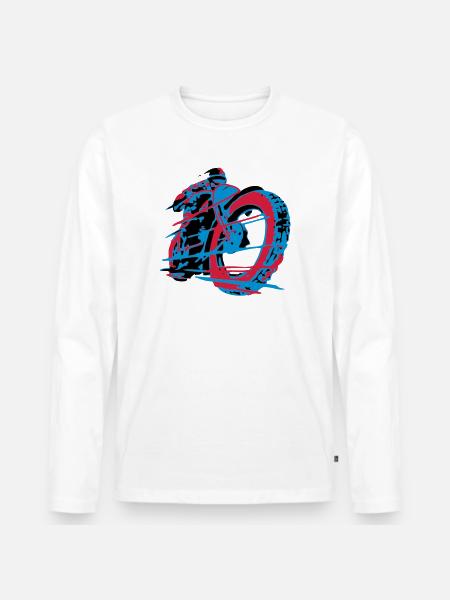 Classic Racer - Männer Premium Bio Langarmshirt - Weiß