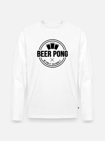 Beer Pong Logo V - Men's Premium Organic Long Sleeve Shirt - white