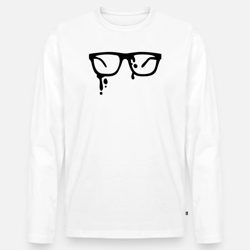 hip brille - glasses - Männer Premium Bio Langarmshirt - Weiß