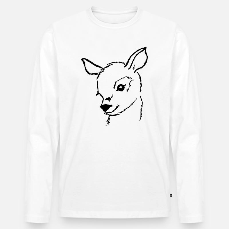 Reh Rehkitz handgemalter Rehkopf - Männer Premium Bio Langarmshirt - Weiß