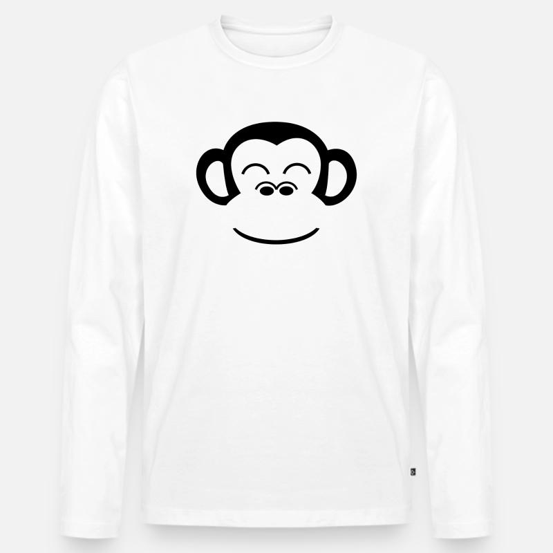 Affe Schimpanse Affengesicht Gorilla Menschenaffe - Männer Premium Bio Langarmshirt - Weiß