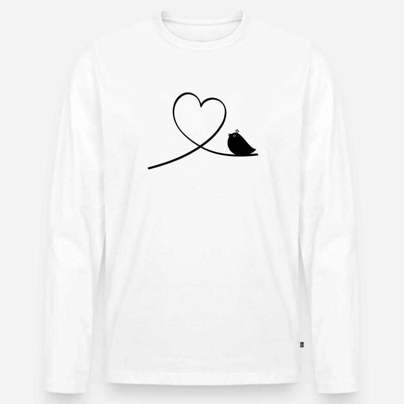Vogel - Männer Premium Bio Langarmshirt - Weiß
