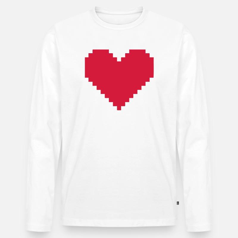 Herz aus Pixel - Männer Premium Bio Langarmshirt - Weiß
