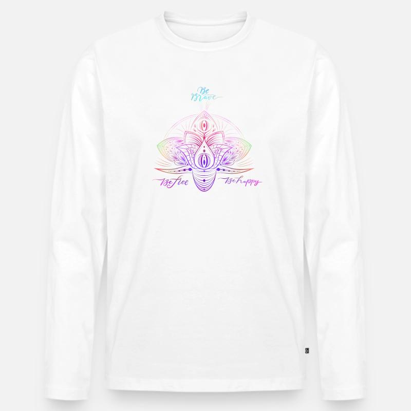 Buntes Sparkle Mandala Muster - Männer Premium Bio Langarmshirt - Weiß